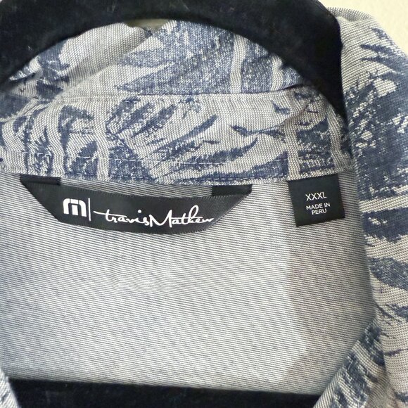 Travis Mathew Blue Palm Tree Print Golf Polo Men's Size XXXL Corona Premier Logo - Picture 4 of 8